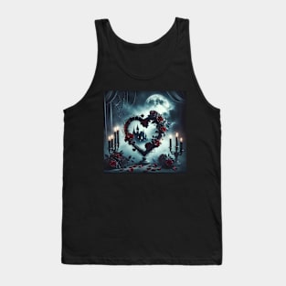 Gothic Valentines Day Heart-Shaped Wreath Tank Top